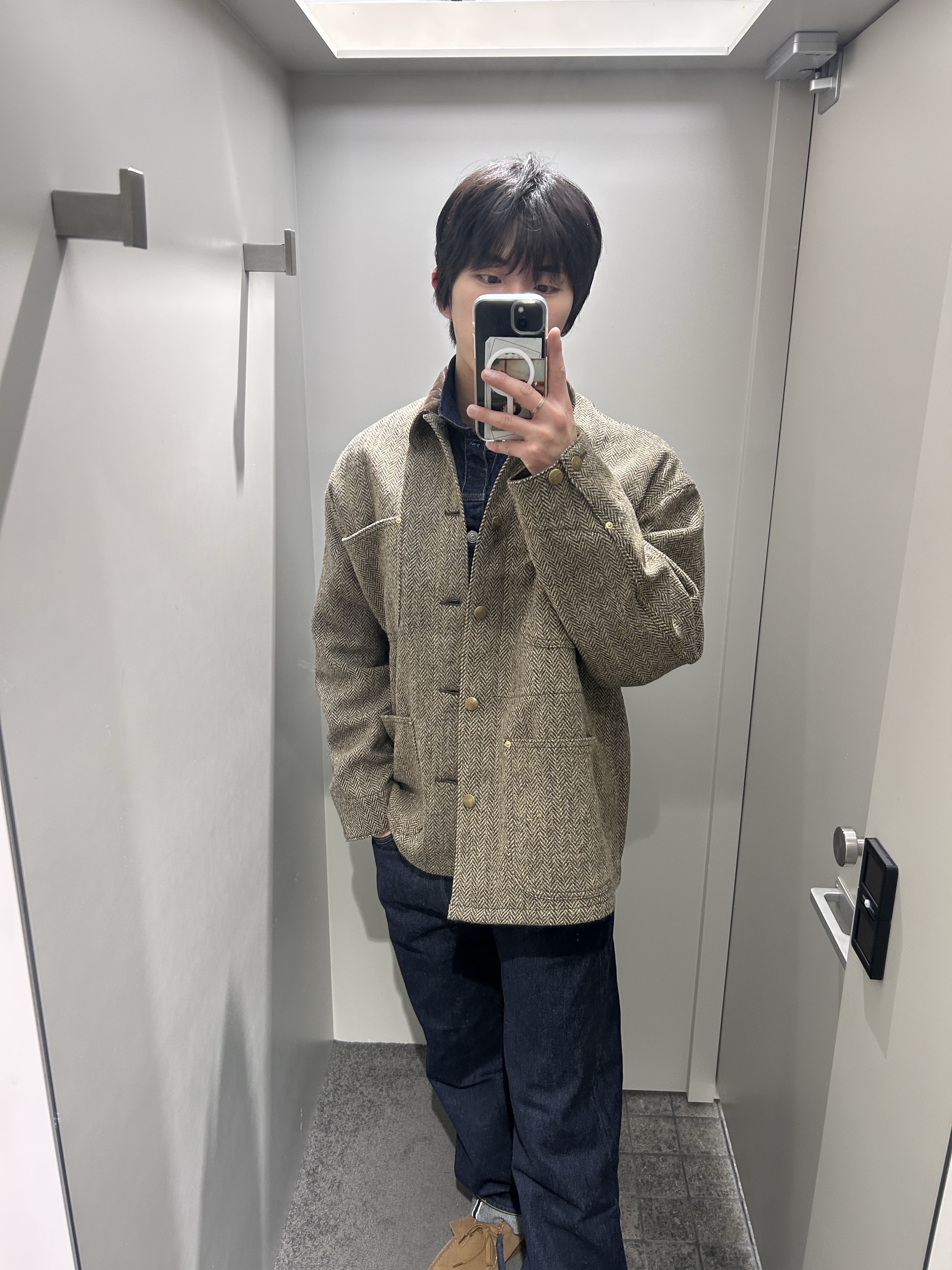 Orslow Harris Tweed Relax Fit Coverall Khaki - 25FW 착용 스타일 - 1