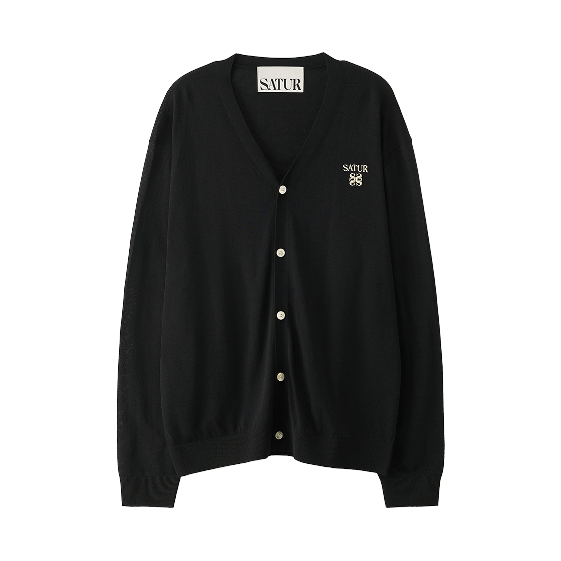 SA261MKC02BLK0 [사은품 증정] SATUR Loren Linen Blend Cardigan Black