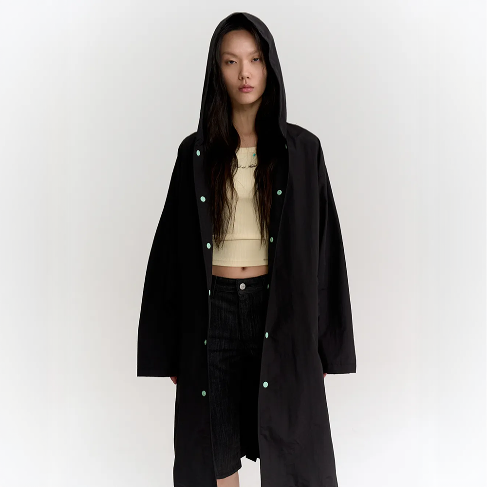 디스이즈파인 후디드 싱글 코트 블랙(THIS IS FINE Hooded Single Coat Black) - 2