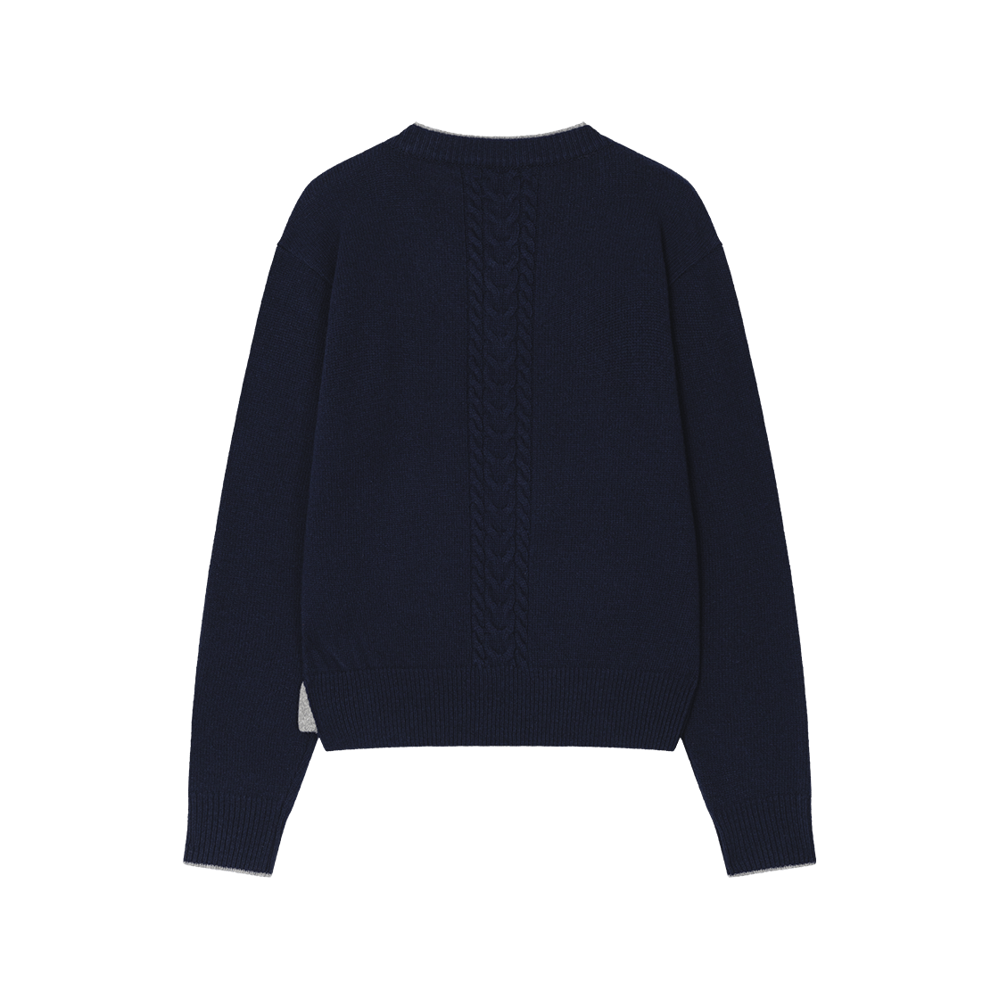 웨이비니스 더블 레이어드 브이넥 니트 네이비 그레이(Waviness Double Layered V-Neck Knit Navy Grey) - 2