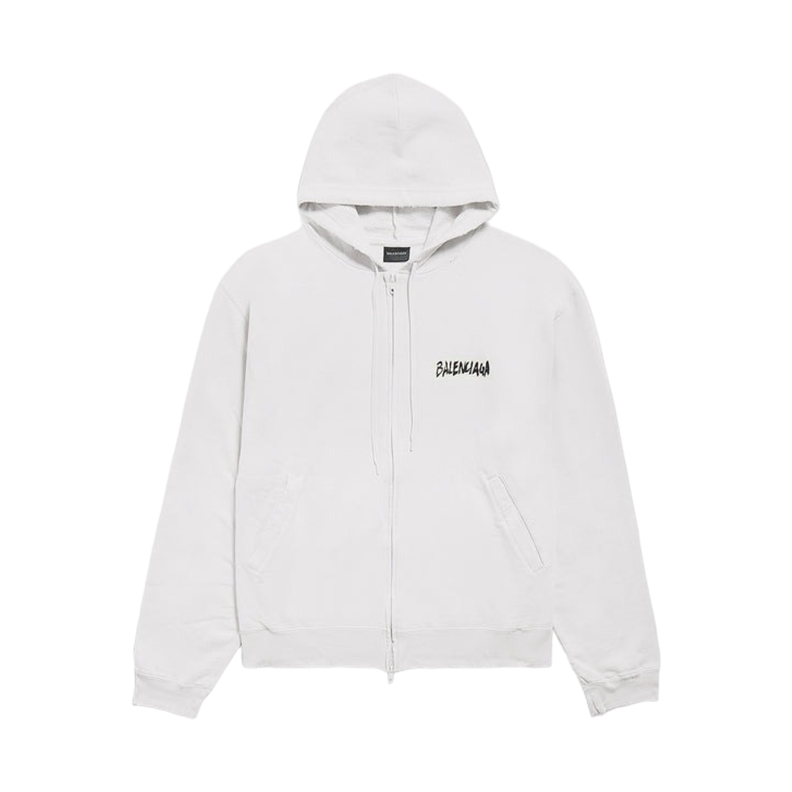 850338TTVL79012 Balenciaga Masking Tape Oversized Zip-Up Hoodie Dirty White