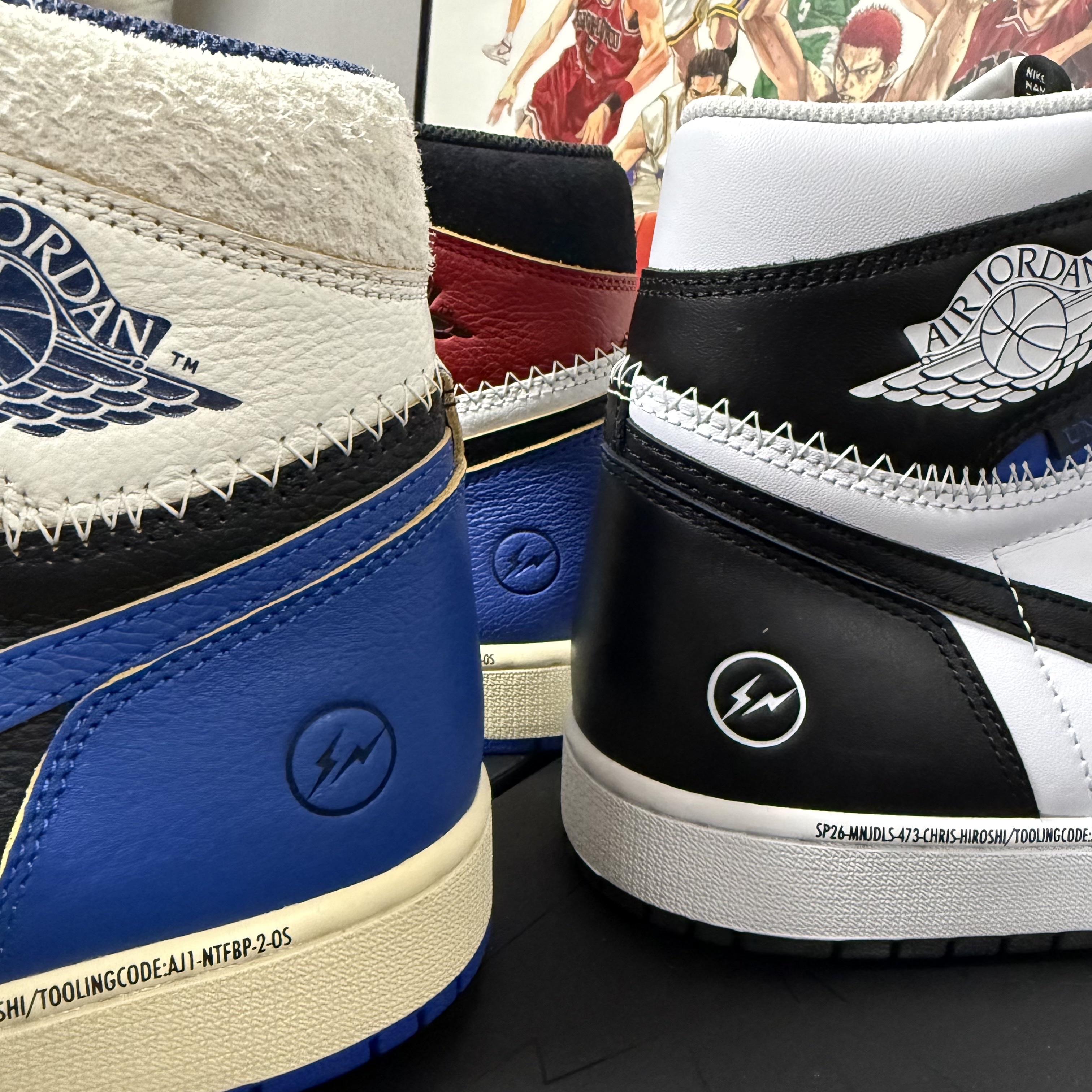 Jordan 1 x Fragment x Union LA High OG SP White Black, Jordan 1 x Fragment x Union LA Retro High OG SP Black Navy 착용 스타일