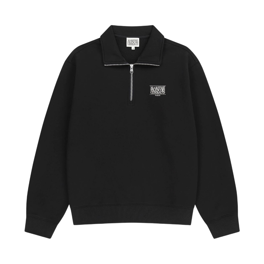 마리떼 프랑소와 저버 스몰 클래식 로고 하프 집업 스웨트셔츠 블랙(Marithe Francois Girbaud Small Classic Logo Half Zip Up Sweatshirt Black)