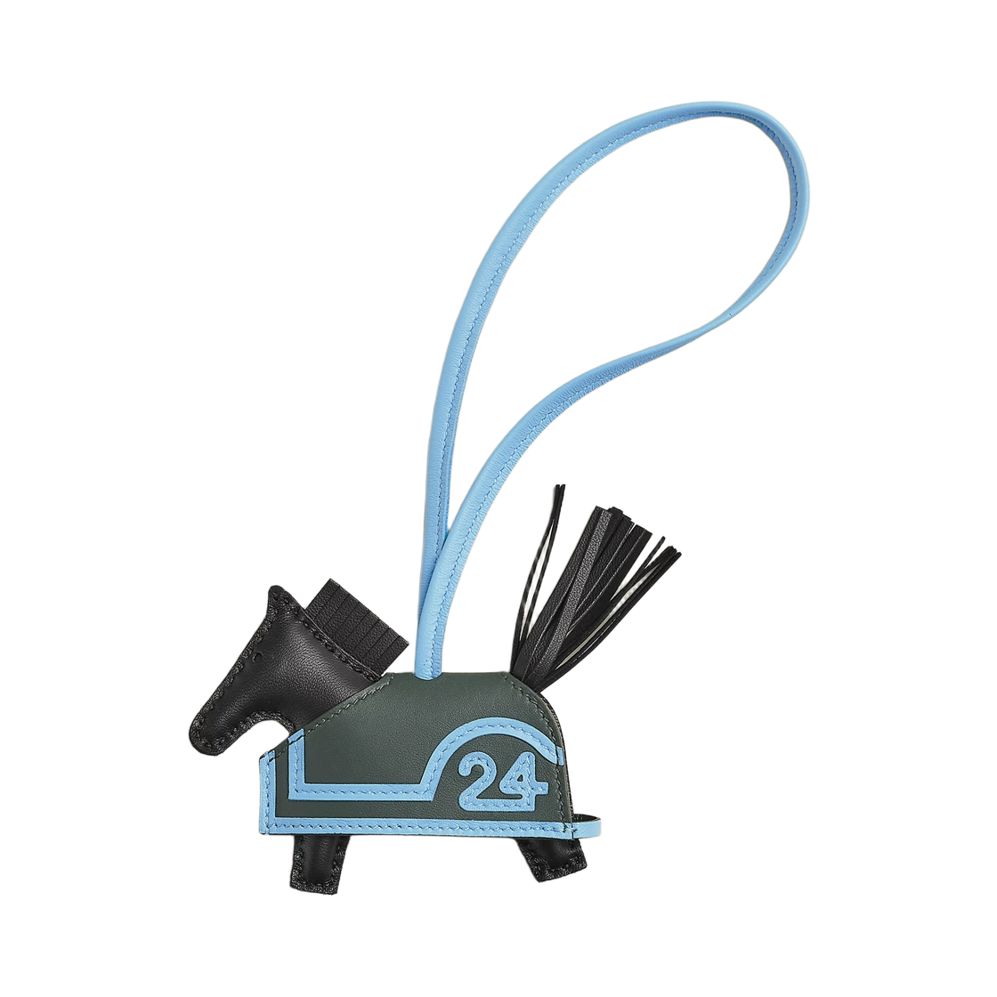 H087349CAAB Hermes Rodeo Robeo 24 PM Charm Milo & Noir Vert Mangrove Celeste
