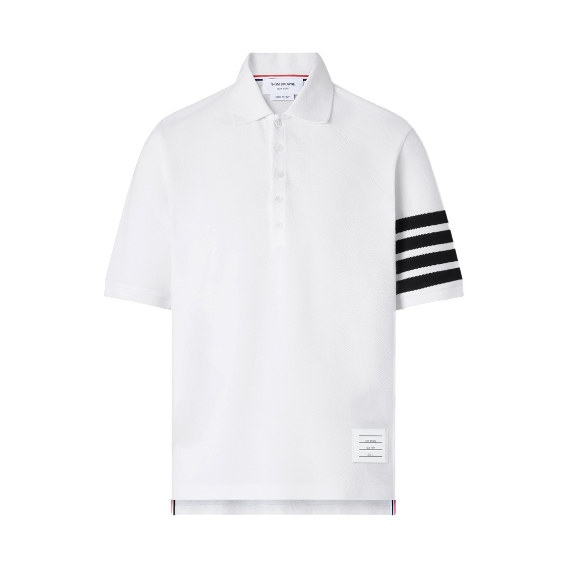 MJP246A-J0228-116 Thom Browne Pique 4-Bar Polo White