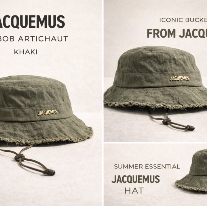 Jacquemus Le Bob Artichaut Bucket Hat Khaki 착용 스타일