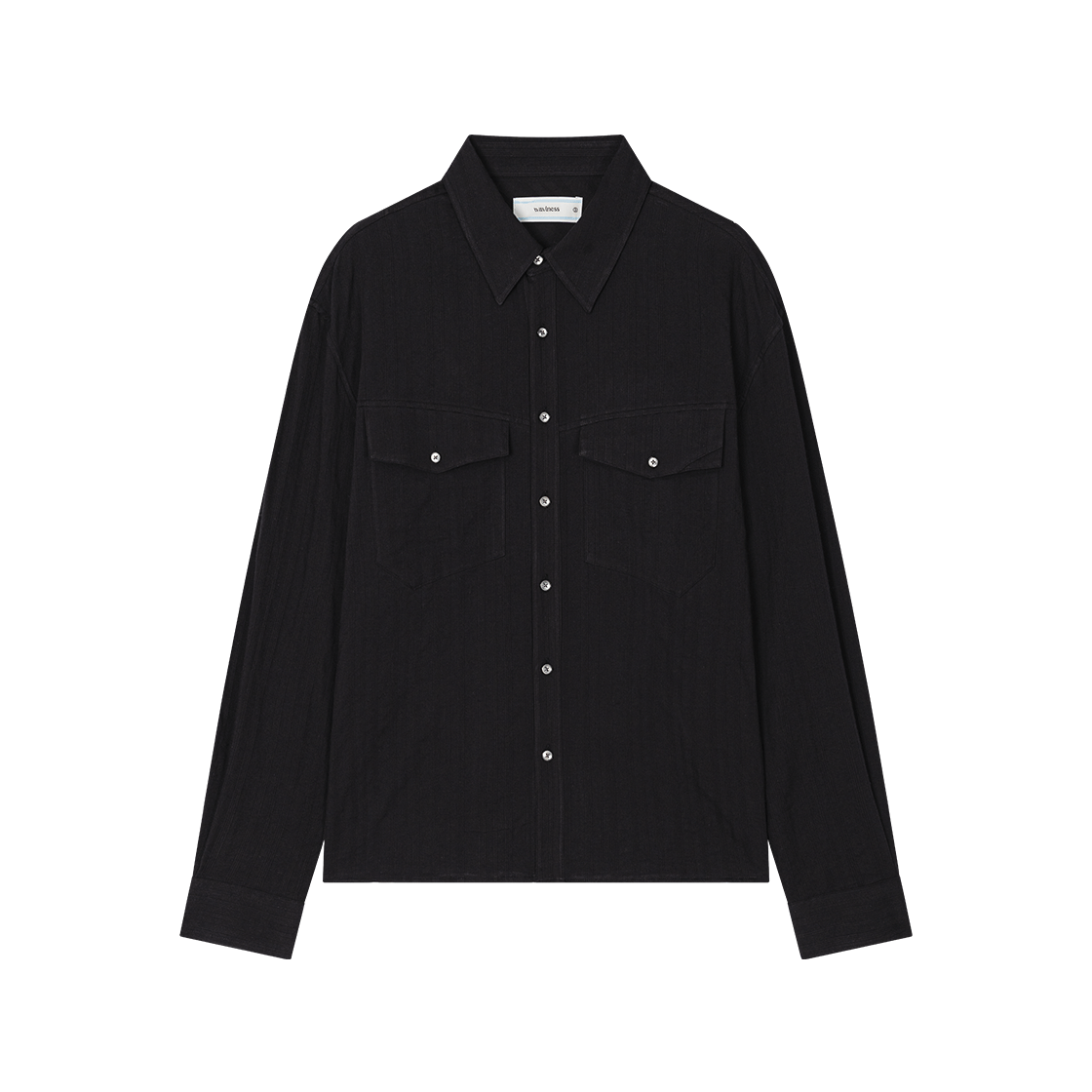 웨이비니스 호라이즌 스트라이프 셔츠 텍스처드 블랙(Waviness Horizon Stripe Shirts Textured Black)