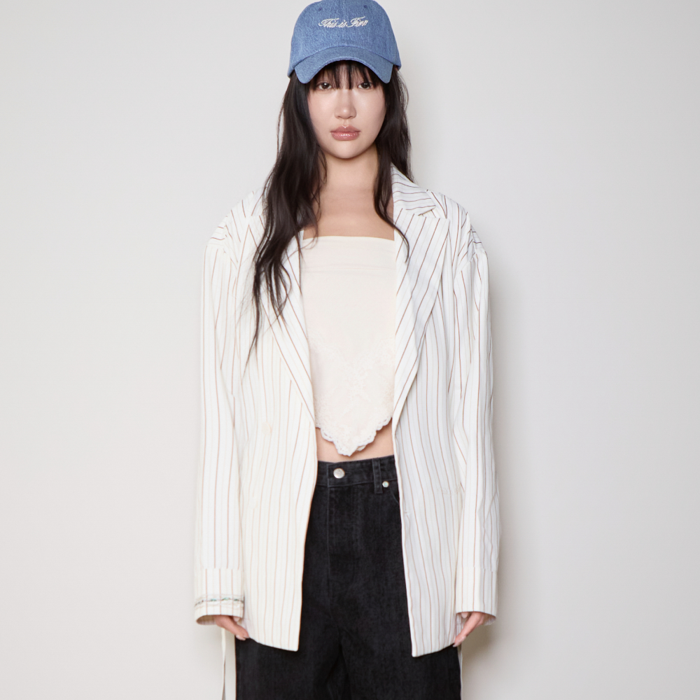 디스이즈파인 벨티드 파자마 더블 자켓 크림(THIS IS FINE Belted Pajama Double Jacket Cream) - 2