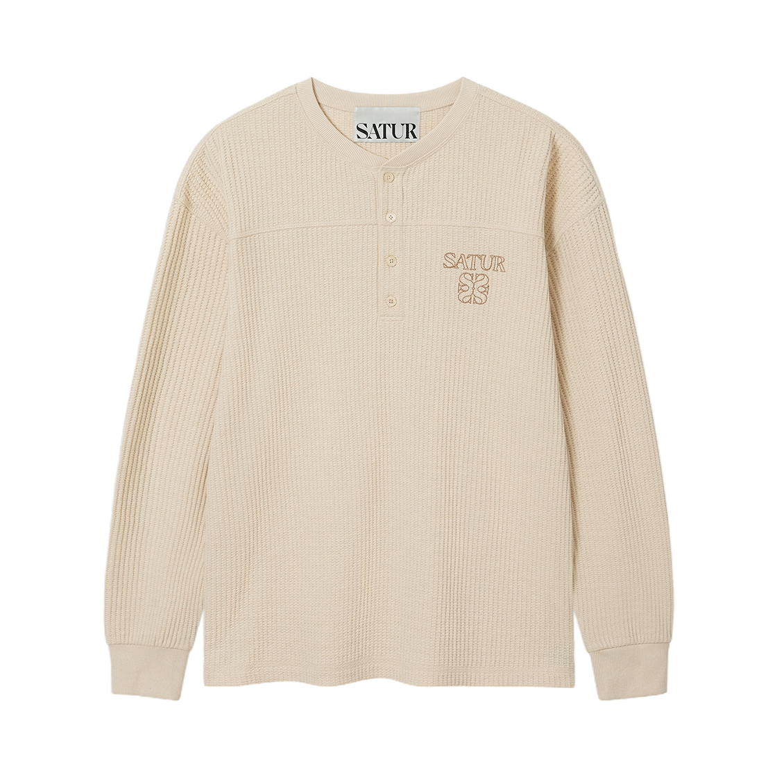 [사은품 증정] 세터 스티치 와플 헨리넥 롱 슬리브 크림