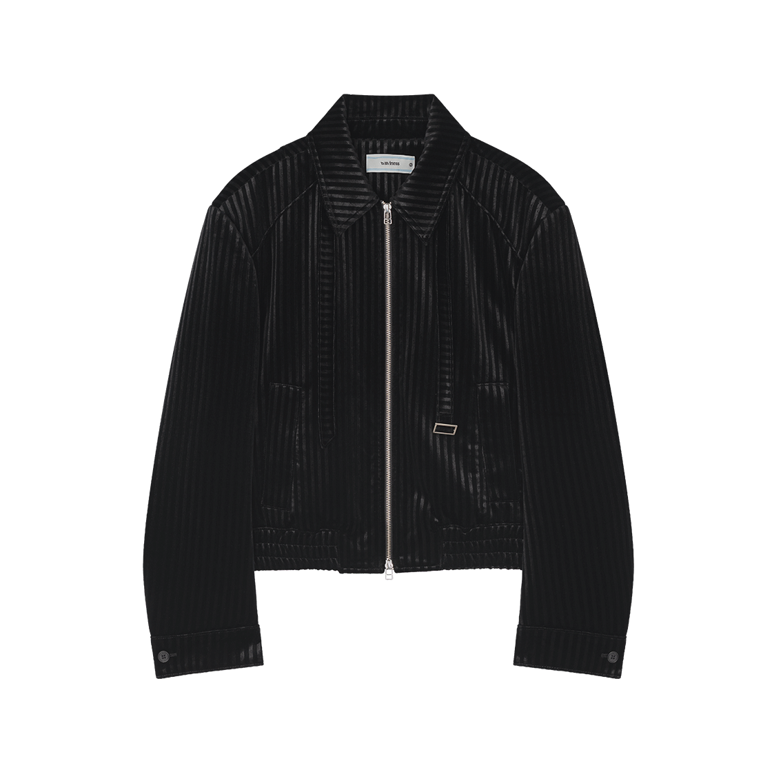 웨이비니스 벨트 루프 벨벳 재킷 블랙 스트라이프(Waviness Belt Loop Velvet Jacket Black Stripe)