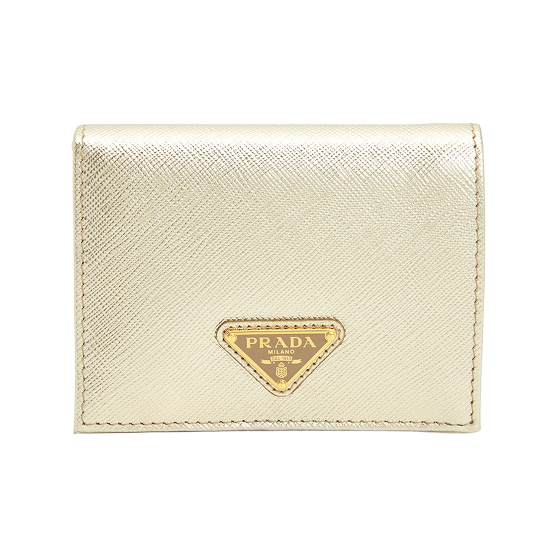 1MV204-QHH-F0846 Prada Saffiano Leather Triangle Logo Wallet Pyrite