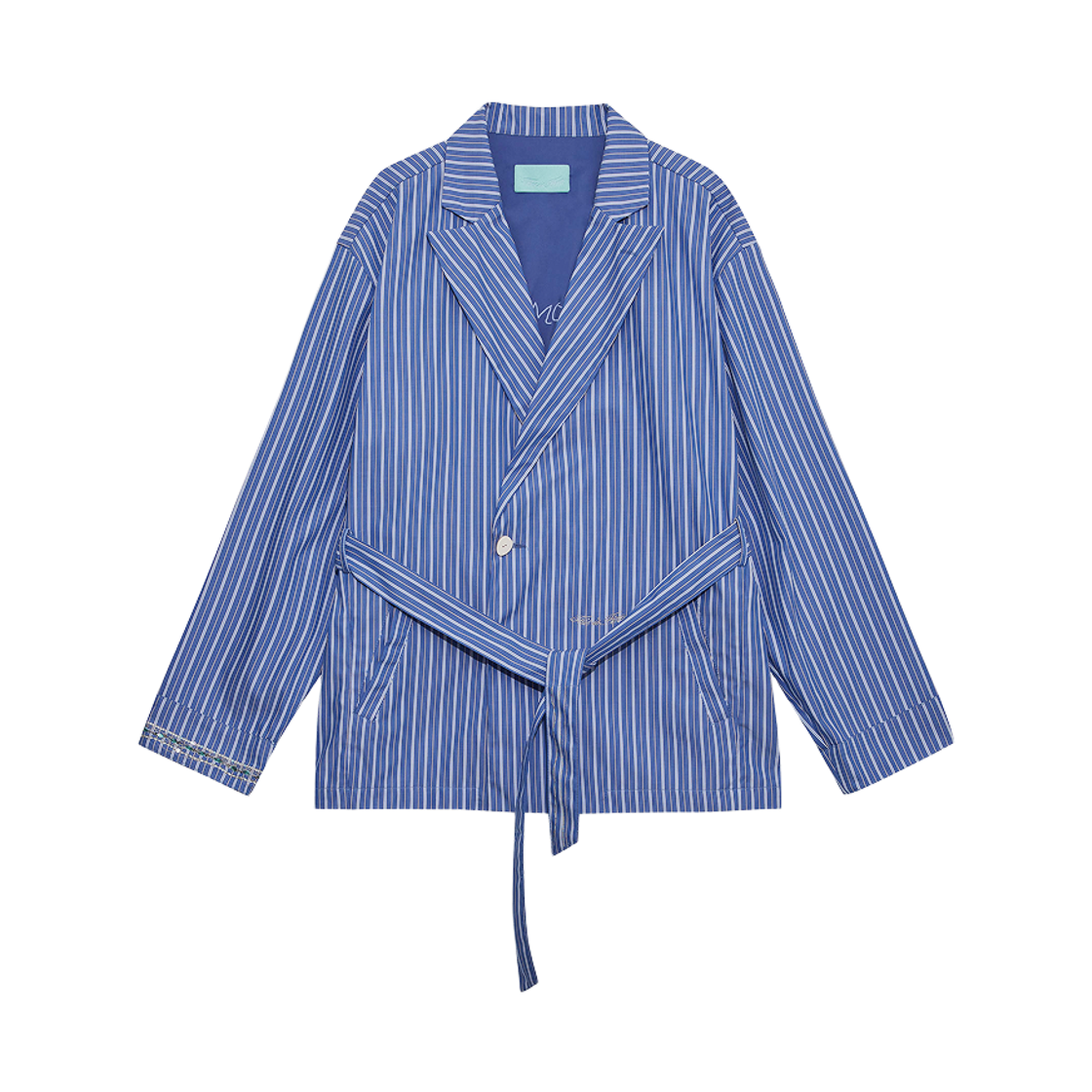 디스이즈파인 벨티드 파자마 더블 자켓 블루