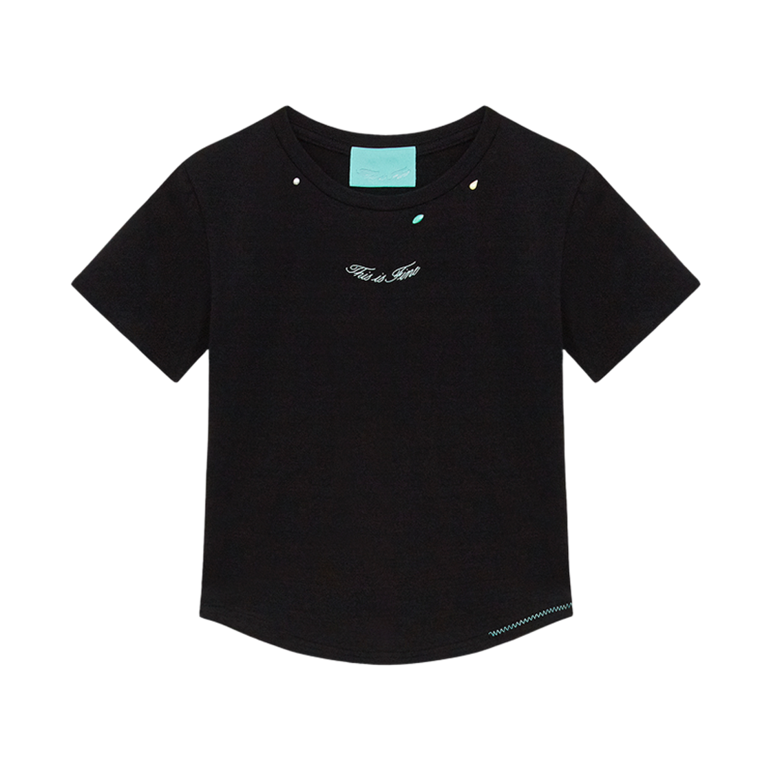 디스이즈파인 베이비 크롭드 티 블랙(THIS IS FINE Baby Cropped Tee Black) - 1