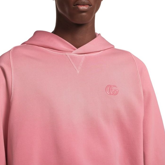 Gucci Cotton Hooded Sweatshirt Pink 착용 스타일 - 2