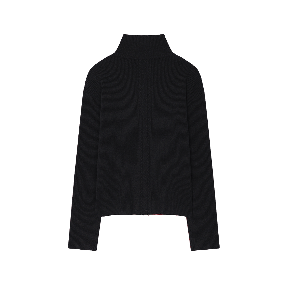 웨이비니스 모크넥 스냅 립 니트 블랙(Waviness Mockneck Snap Rib Knit Black) - 2