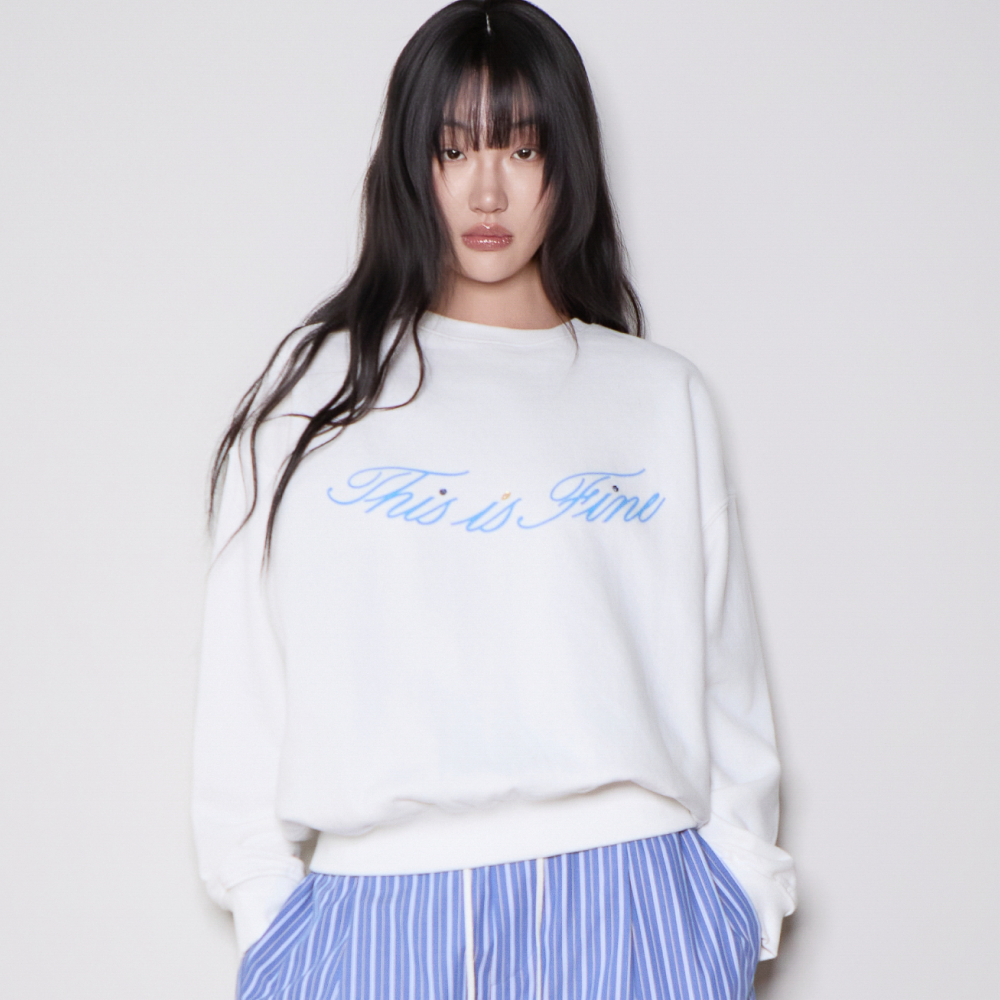 디스이즈파인 스탠다드 시그니처 스웻셔츠 화이트(THIS IS FINE Standard Signature Sweatshirt White) - 2