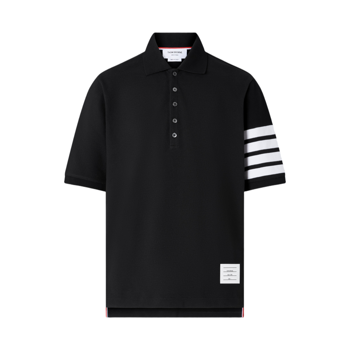 MJP246A-J0228-003 Thom Browne Pique 4-Bar Polo Black