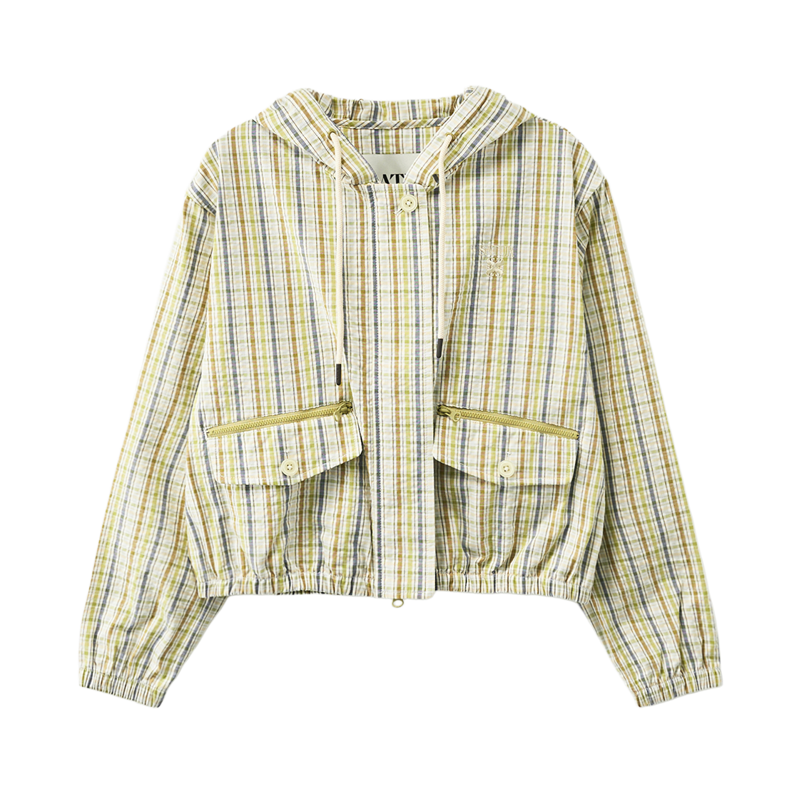세터 우먼 크롭 후드 체크 자켓 올리브 그린(SATUR W Crop Hood Check Jacket Olive Green)