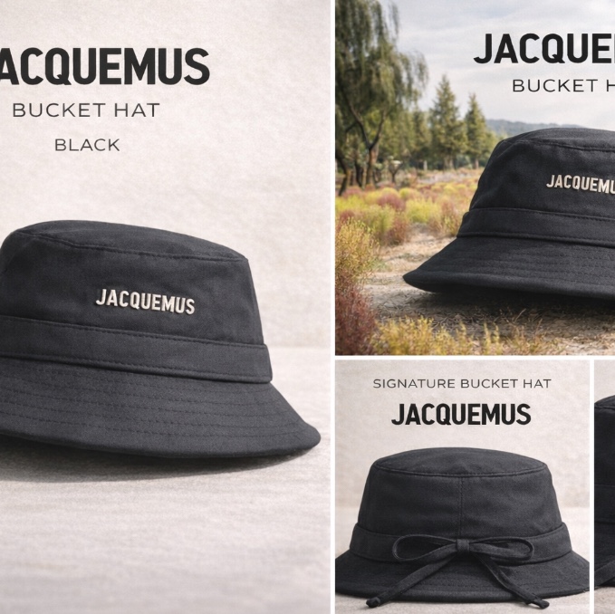 Jacquemus Le Bob Gadjo Bow Bucket Hat Black 착용 스타일