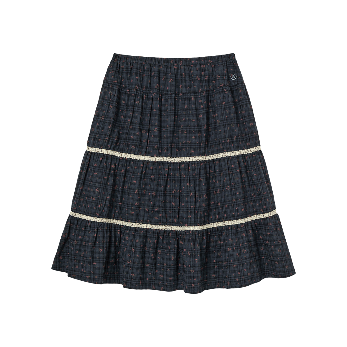 에이이에이이 패턴 티어드 스커트 네이비(AEAE Pattern Tiered Skirt Navy)