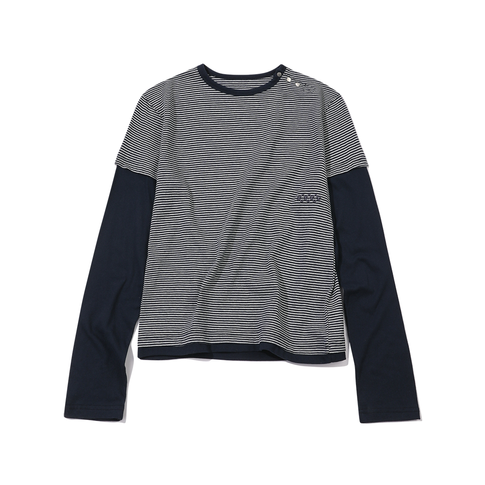 [트리플적립] 메인부스 레이어드 보더 티셔츠 네이비([트리플적립] MAINBOOTH Layered Border T-shirt NAVY)