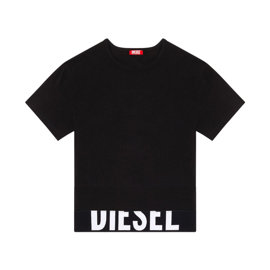 A145930HMAU-9XX (W) Diesel Uftee Sport Cropped T-Shirt with Logo Band Black