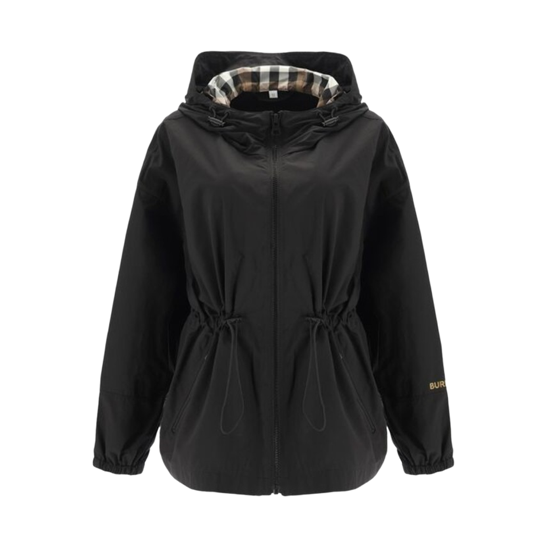 (W) 버버리 뉴 벌리 드로우스트링 후드 자켓 블랙((W) Burberry New Birley Drawstring Hooded Jacket Black)