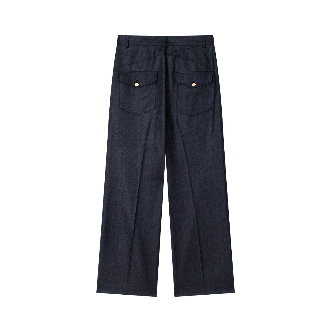 웨이비니스 슬릿 버튼 디테일 트라우저스 네이비 스트라이프(Waviness Slit Button Detail Trousers Navy Stripe) - 2