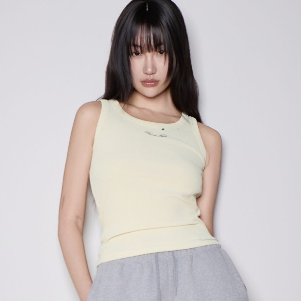 디스이즈파인 리브드 슬리브리스 탑 버터(THIS IS FINE Ribbed Sleeveless Top Butter) - 2