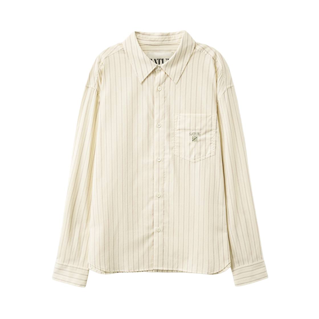[사은품 증정] 세터 레터링 스트라이프 셔츠 베이지