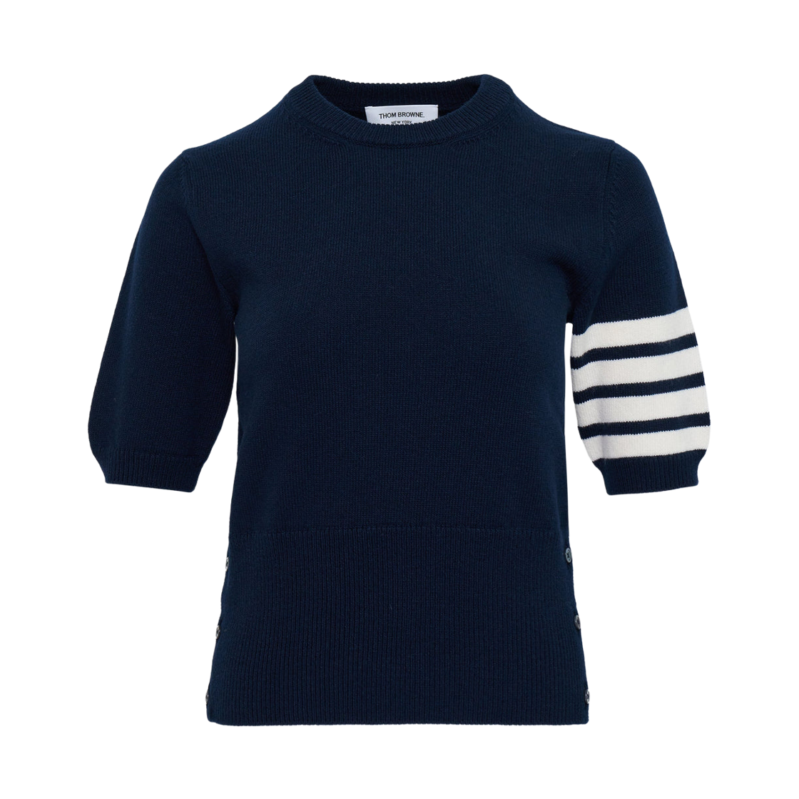 FKA515A-Y1029-415 (W) Thom Browne 4-Bar Horse Intarsia Short Sleeve Knit Navy