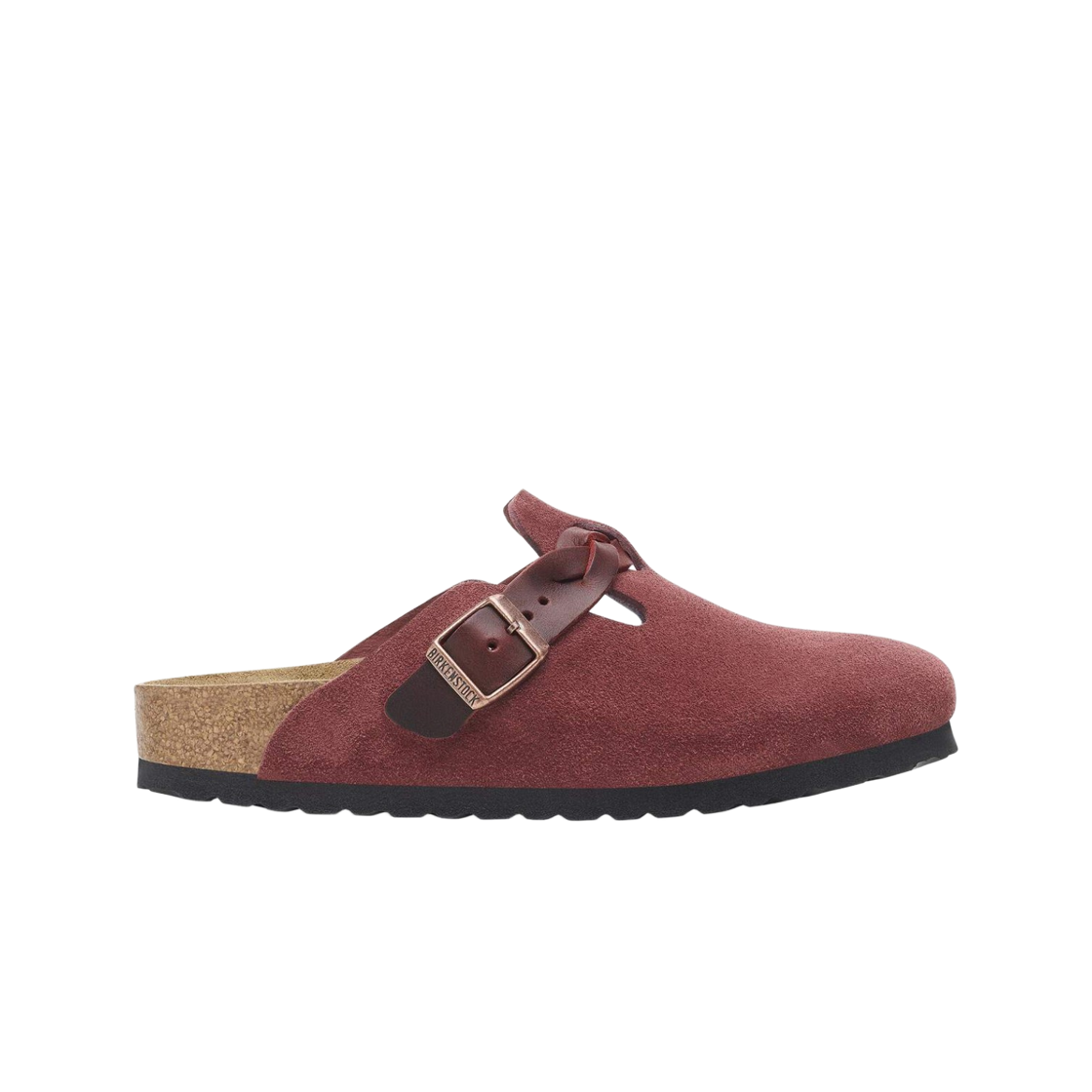1027925 (W) Birkenstock Boston Braided Suede Leather Zinfandel - Narrow