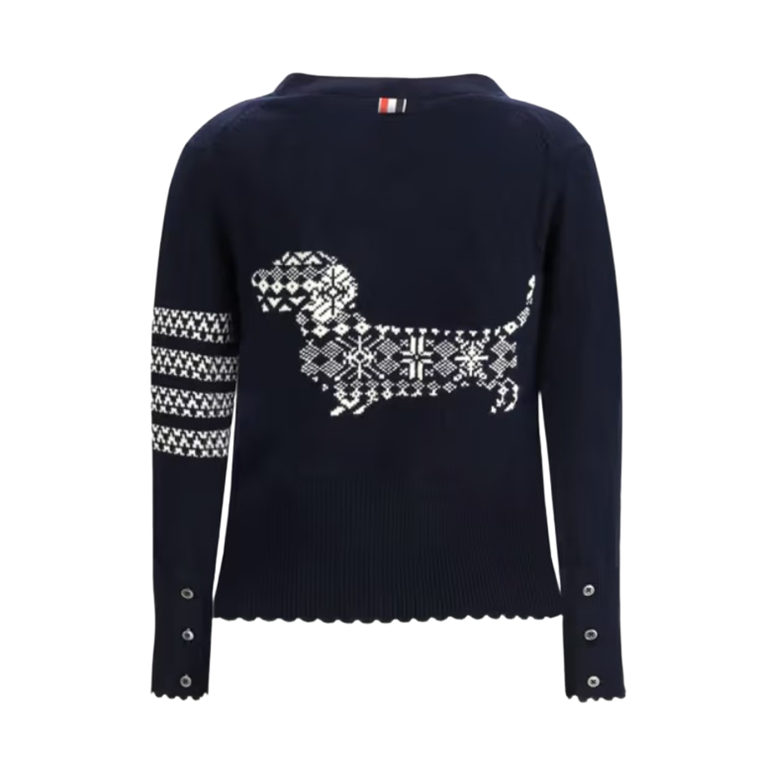 (W) 톰브라운 홀리데이 메리노 헥터 인타르시아 가디건 네이비((W) Thom Browne Holiday Merino Hector Intarsia Cardigan Navy) - 2