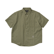 [더블적립]YESEYESEE Y.E.S Font Plaid Half Shirt Green