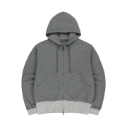 COYSEIO 038 Waffle Zip-Up Hoodie Melange Grey