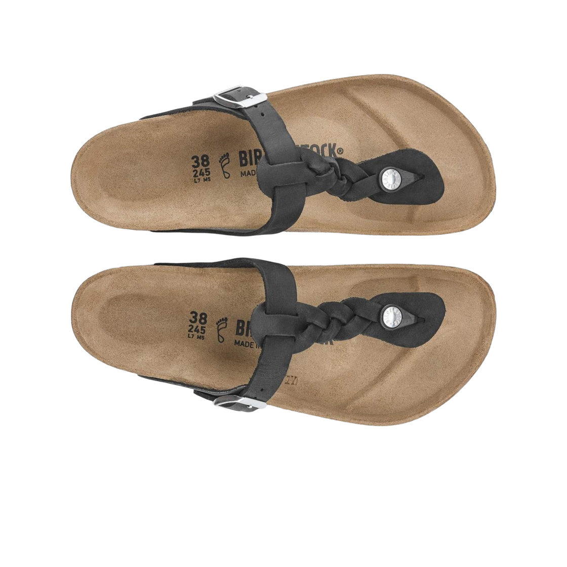 (W) 버켄스탁 지제 브레이디드 오일드 레더 블랙 - 레귤러((W) Birkenstock Gizeh Braided Oiled Leather Black - Regular) - 2