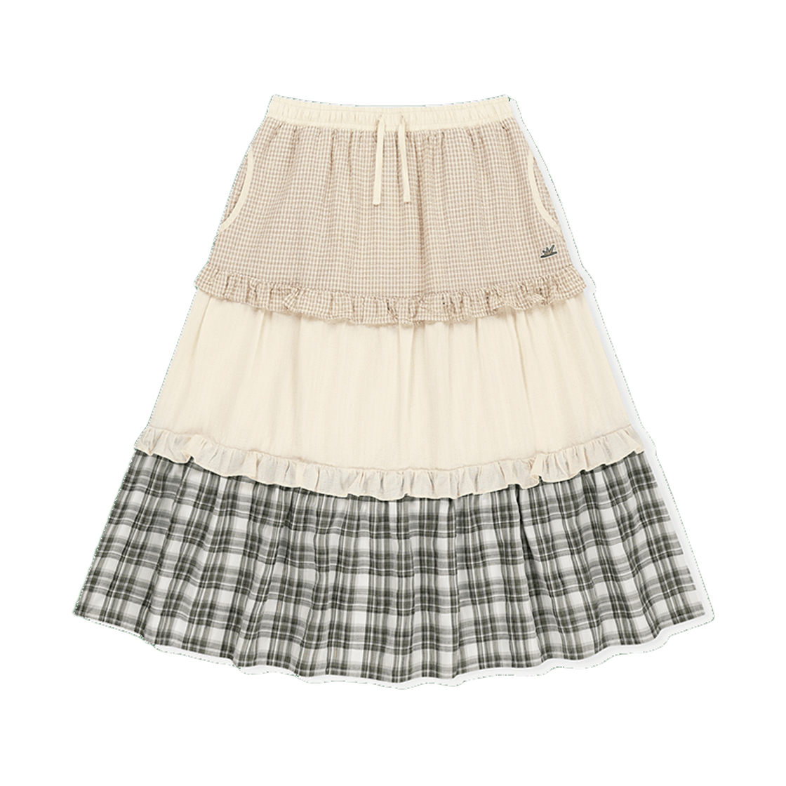 [트리플적립]썬러브 우먼스 프릴 롱 스커트 아이보리([트리플적립]SUNLOVE W Frill Long Skirt Ivory)
