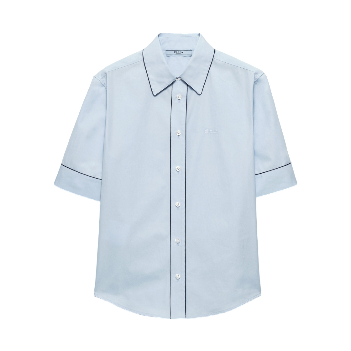 P423JR-1XV2-F0012 (W) Prada Short-Sleeved Poplin Shirt Sky Blue