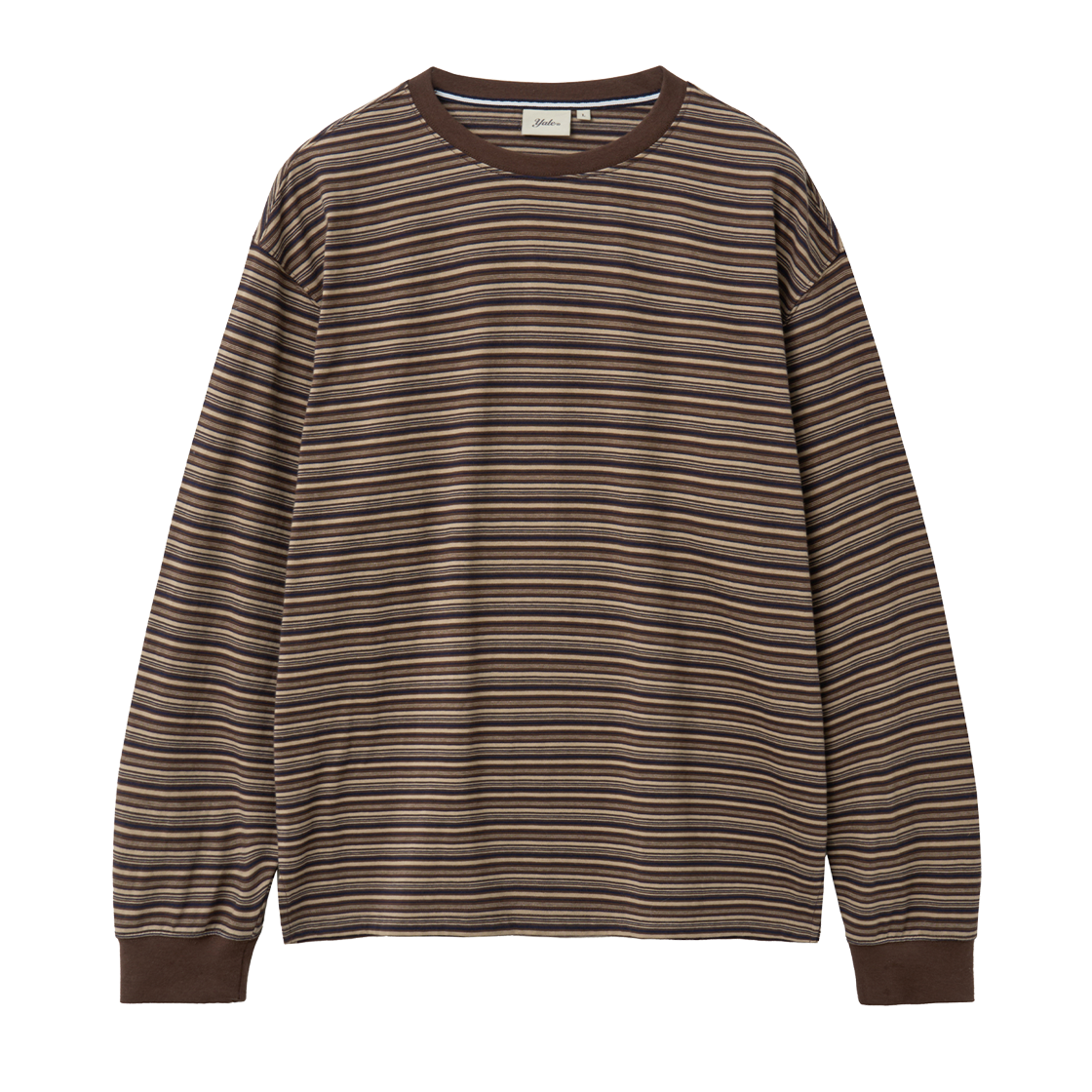 예일 멀티 스트라이프 긴팔 티셔츠_브라운(Yale Multi Stripe Long Sleeve T-Shirt_Brown) - 1