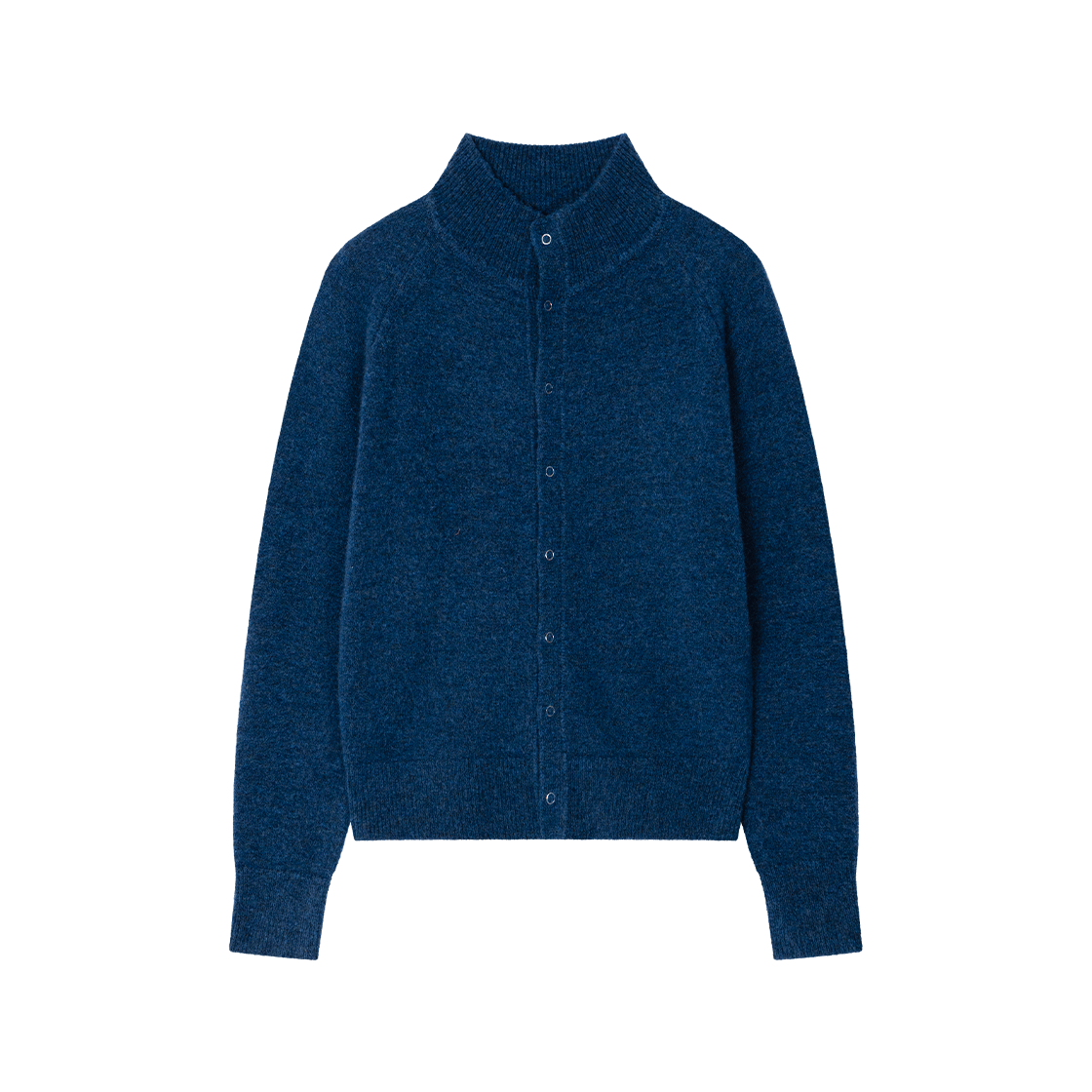 웨이비니스 하이넥 스냅 모헤어 카디건 블루(Waviness High-Neck Snap Mohair Cardigan Blue)
