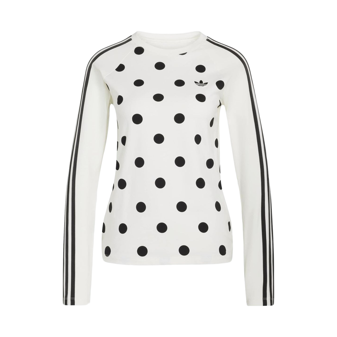 (W) 아디다스 오리지널스 폴카 닷 슬림 롱슬리브 탑 오프 화이트 - KR 사이즈