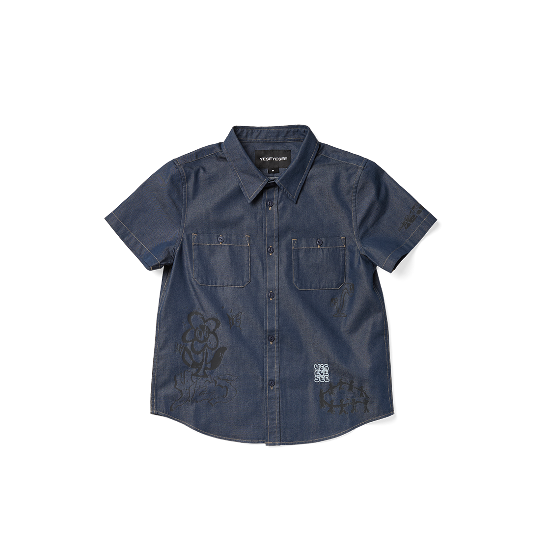 [더블적립]예스아이씨 예스 두들 하프 셔츠 인디고([더블적립]YESEYESEE Y.E.S Doodle Half Shirt Indigo) - 3
