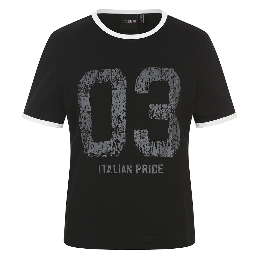 하이드로겐 여성 링거 반팔 티셔츠 블랙(HYDROGEN Women's Ringer T-Shirt Black)