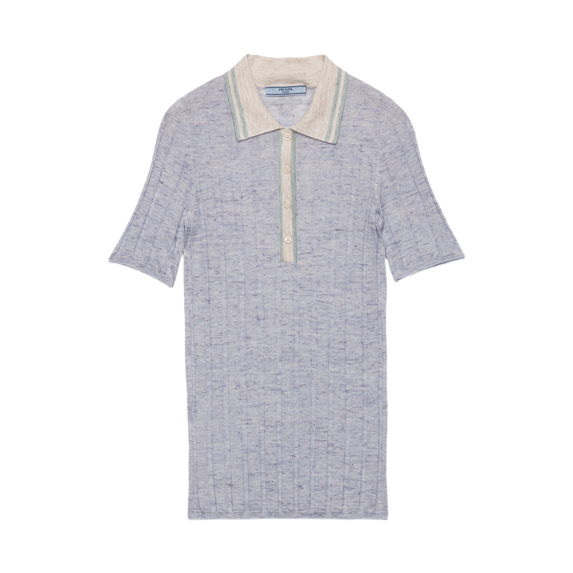 P24B3I-19CE-F0M10 (W) Prada Cashmere Silk and Linen Polo Sweater Astro