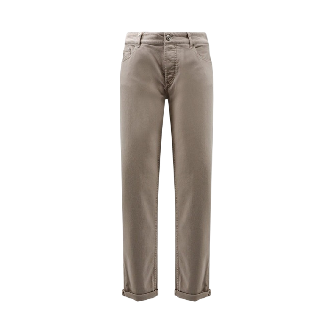 브루넬로 쿠치넬리 가먼트 다이드 컴포트 라이트웨이트 데님 트레디셔널 핏 파이브 포켓 트라우저 브라운 프레도(Brunello Cucinelli Garment-Dyed Comfort Lightweight Denim Traditional Fit Five Pocket Trousers Brown Freddo) - 1