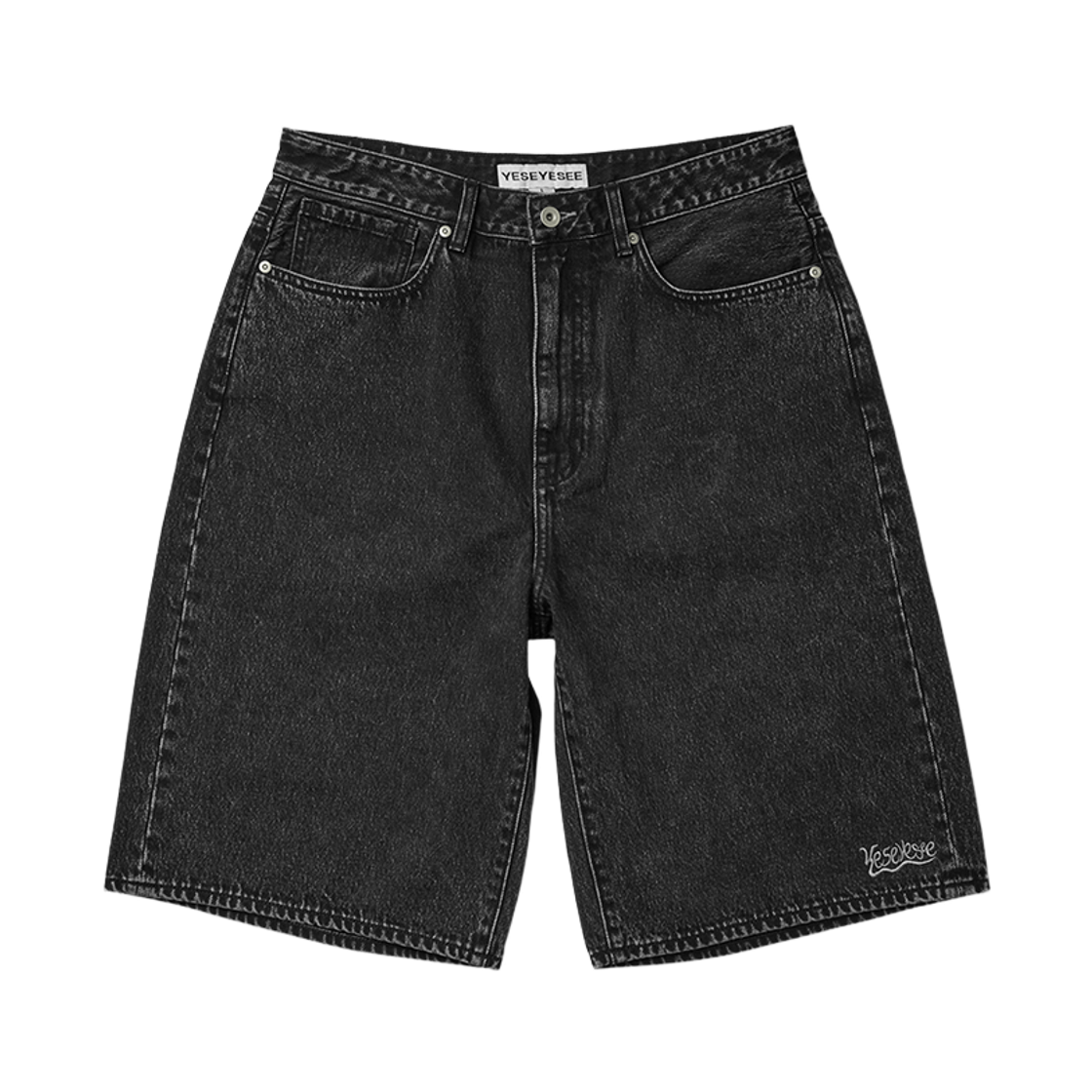[더블적립]예스아이씨 카프 컷 데님 쇼츠 블랙([더블적립]YESEYESEE Calf Cut Jort Black)
