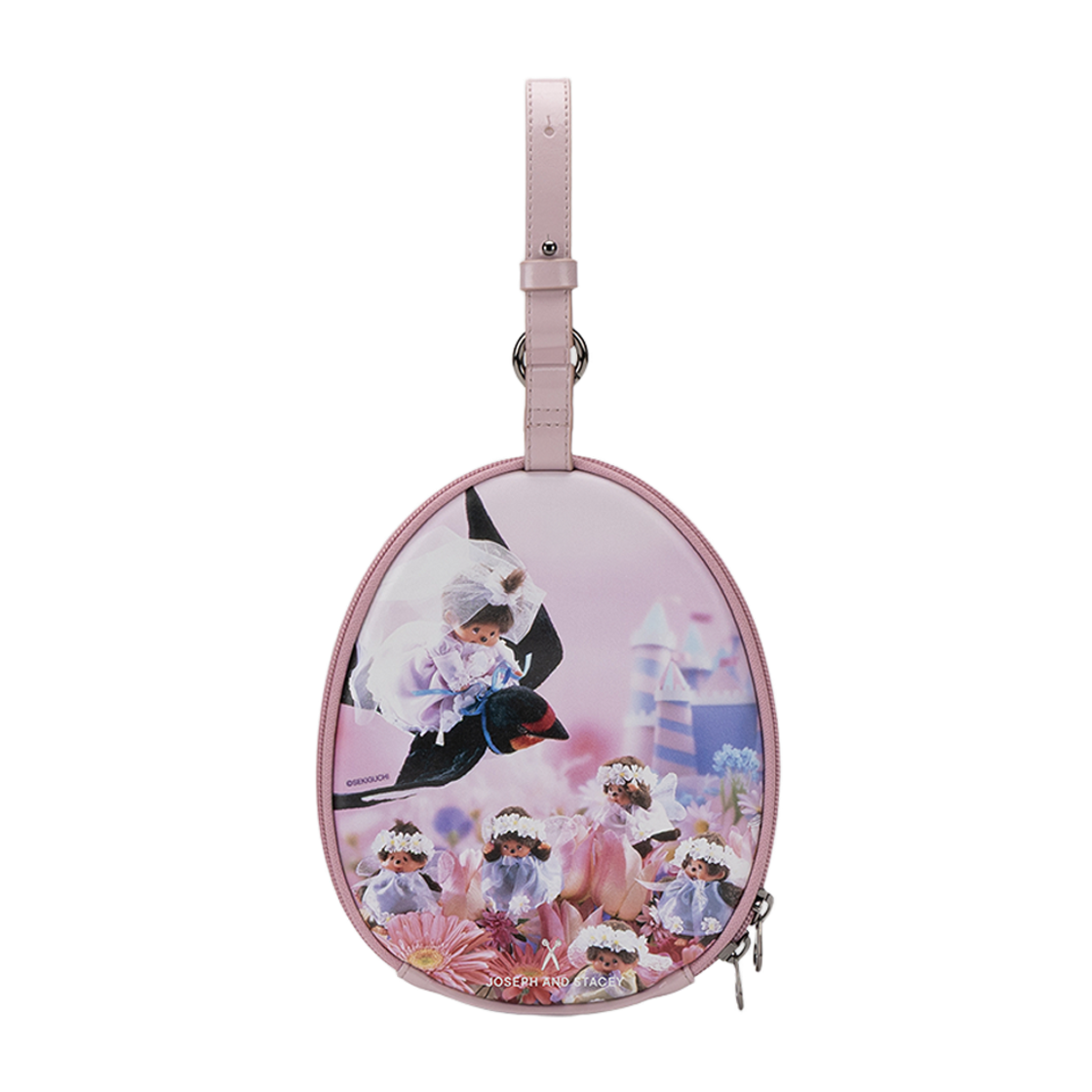 조셉앤스테이시 에그 클러치 플로럴 몬치치 핑크(JOSEPH&STACEY Egg Clutch Floral Monchhichi Pink)