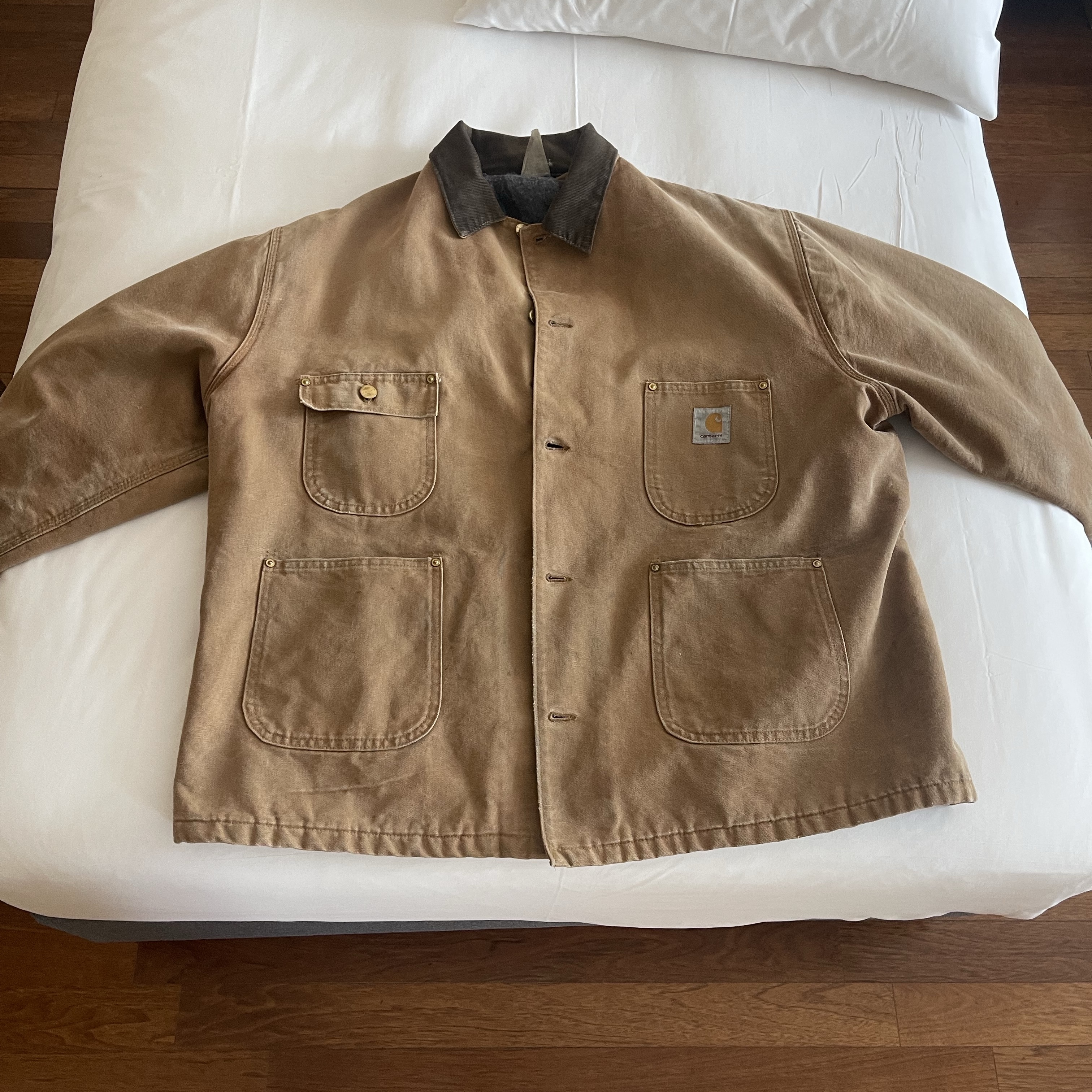 Carhartt WIP Lined Dearborn Canvas Michigan Chore Coat Hamilton Brown Tobacco Rigid - Winter 착용 스타일 - 1