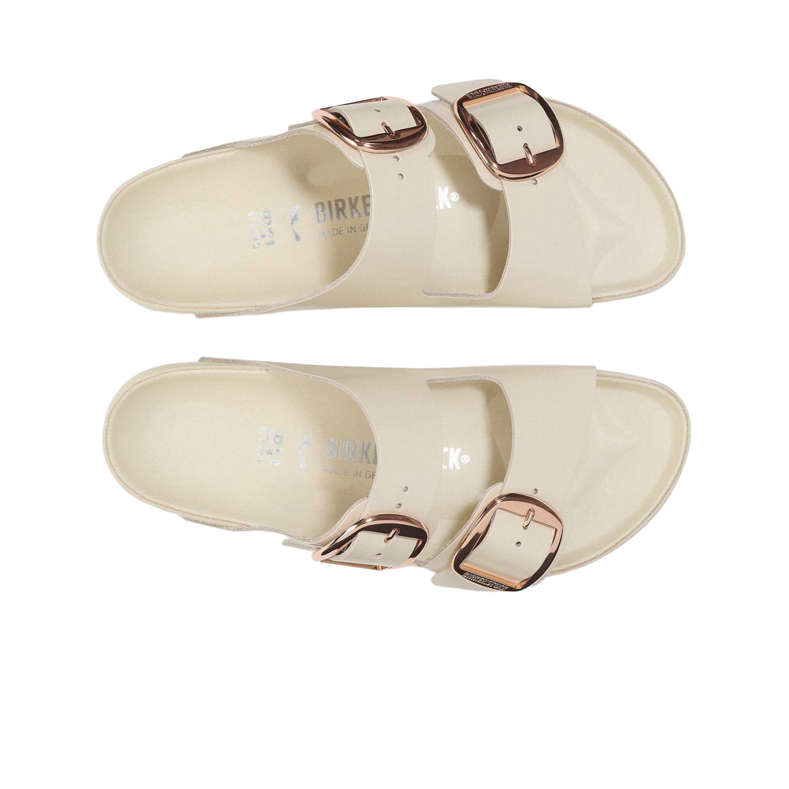 (W) 버켄스탁 아리조나 빅 버클 내츄럴 레더 페이턴트 하이 샤인 에크루 - 내로우((W) Birkenstock Arizona Big Buckle Natural Leather Patent High Shine Ecru - Narrow) - 2