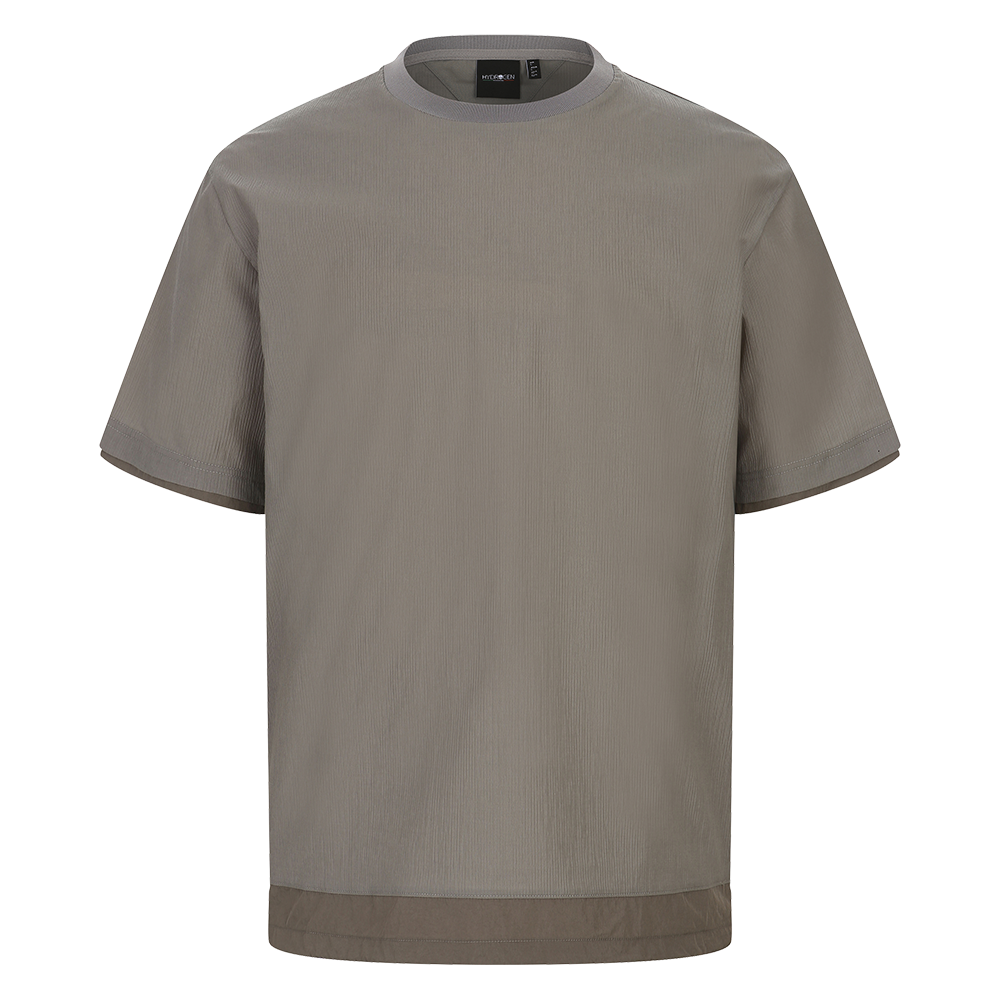 H11F2TR294 HYDROGEN Men's Airy Seersucker Crewneck T-Shirt Beige